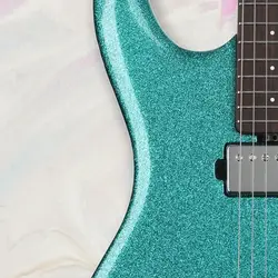 Customized Electric Guitar with Ocean Sparkle,Tremolo Bridge, Double Cutaway Body, Passive Pickups, Chrome Hardware