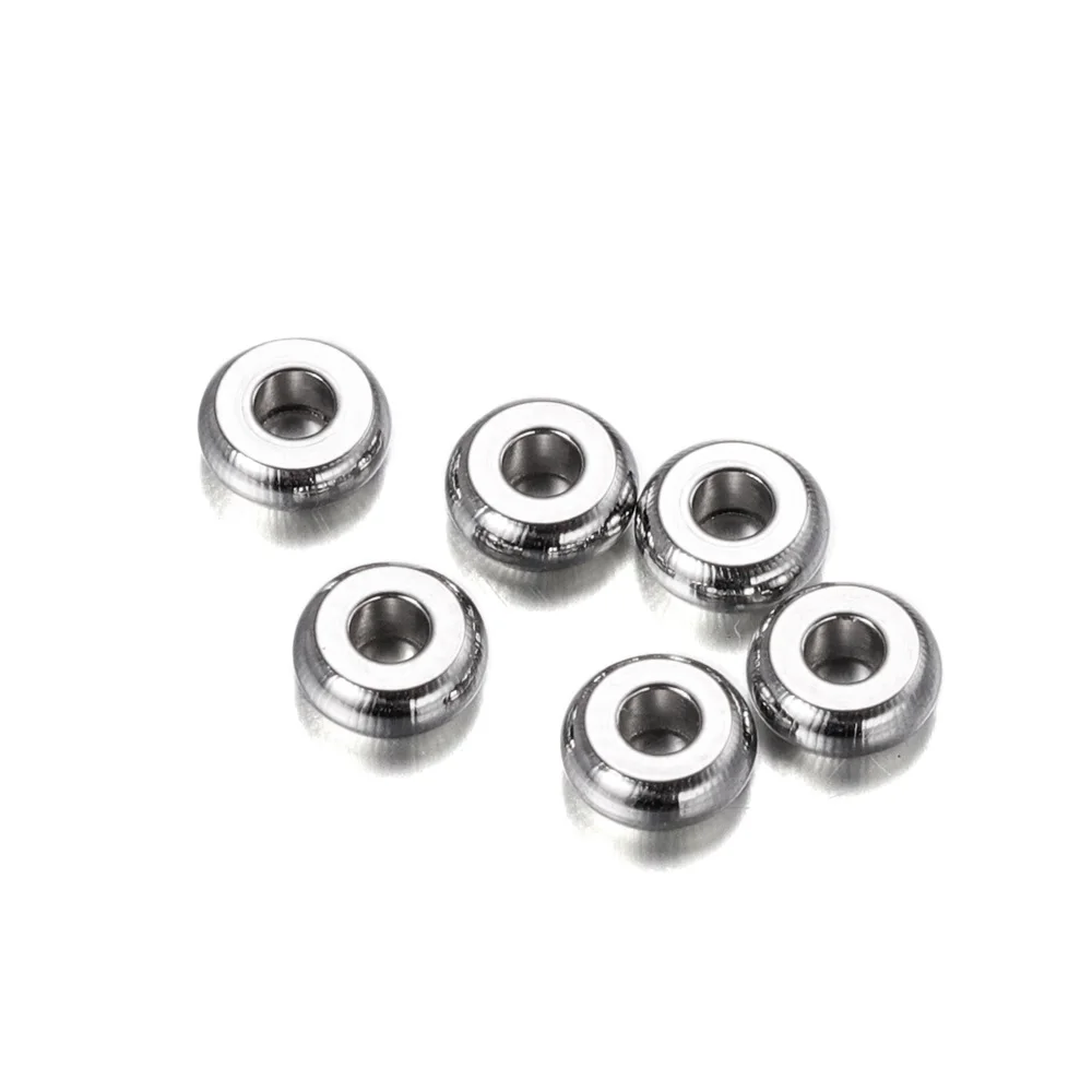 20/50Pcs 3-10mm Stainless Steel Gold Color Flat Round Big Hole Beads Charm Loose Spacer Beads for DIY Jewelry Making Accessories