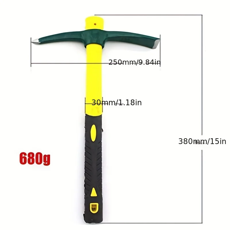 1pc, Forged Weeding Garden Pick Axe With Fiberglass Handle For Loosening Soil, Gardening, Camping Or Prospecting