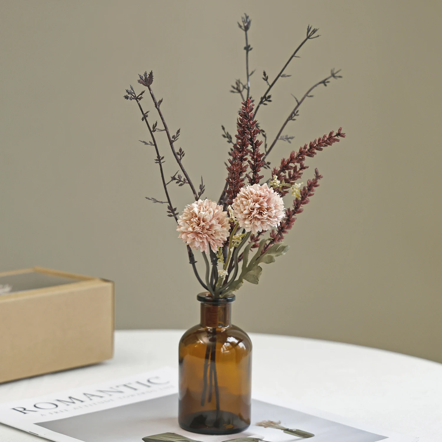 Künstliche Blumen-Kombination Hochwertiger Hochzeitskranz Brautstrauß Dekoration Valentinstag Heim Zimmer Tisch Geschenk Vase Box Requisiten – Detail 1