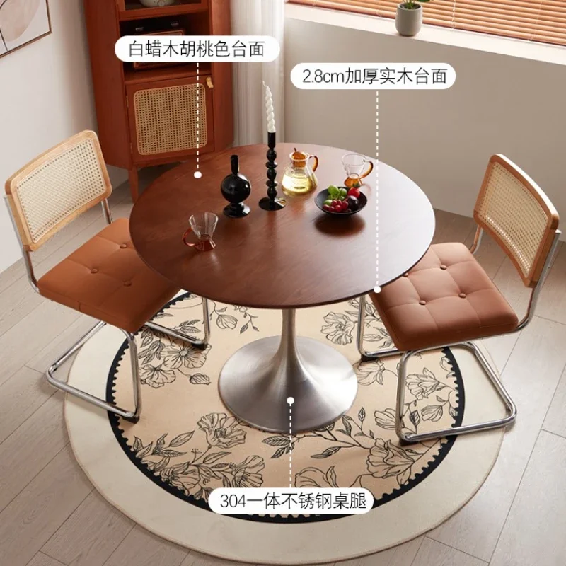 Home antique retro small apartment table, stainless steel round table