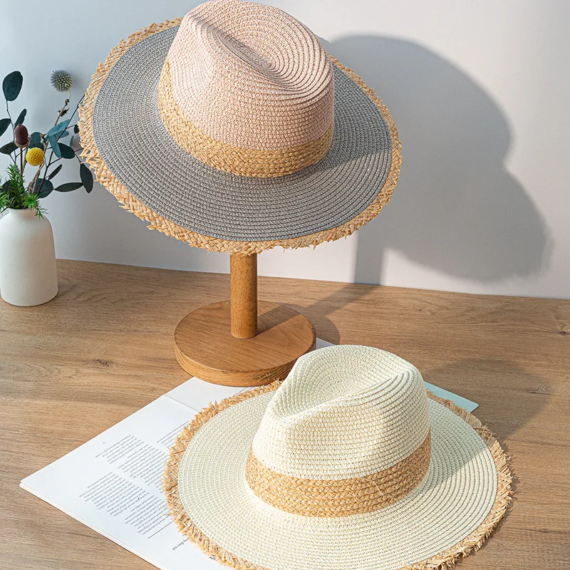 New Summer Women\'s Sun Hat Wide Side Jazz Cap Tassel Fashion Floppy Foldable Ladies Women Straw Beach Hat Seaside Holiday