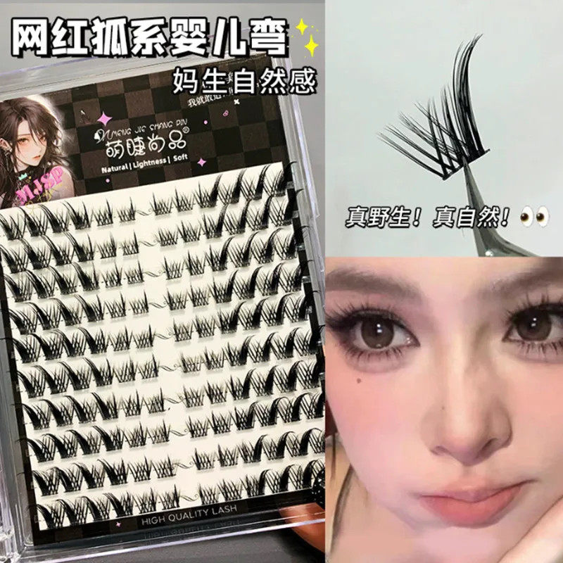 3/10 Rows Fox Eyes Effect False Eyelash Fluffy Bend Reusable Single Cluster Segmented Natural Thick Makeup Lashes Extension