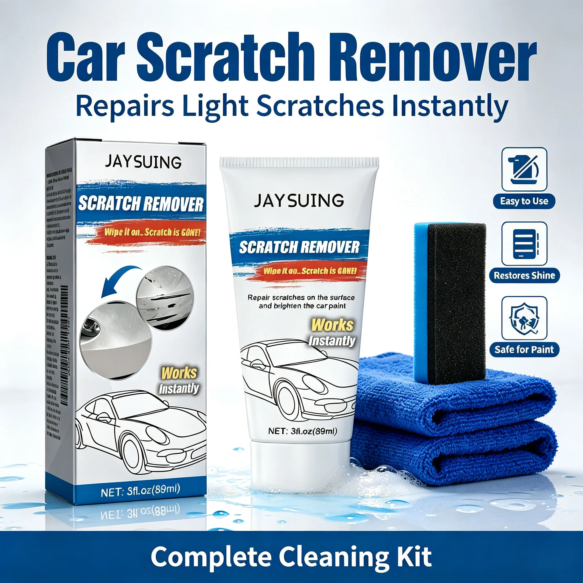 Car Scratch Remover Paste Kit Repair Broken Paint Erase Stain Impurities Anti Dust Keep Surface No Crack Body Polish Cleaner Wax