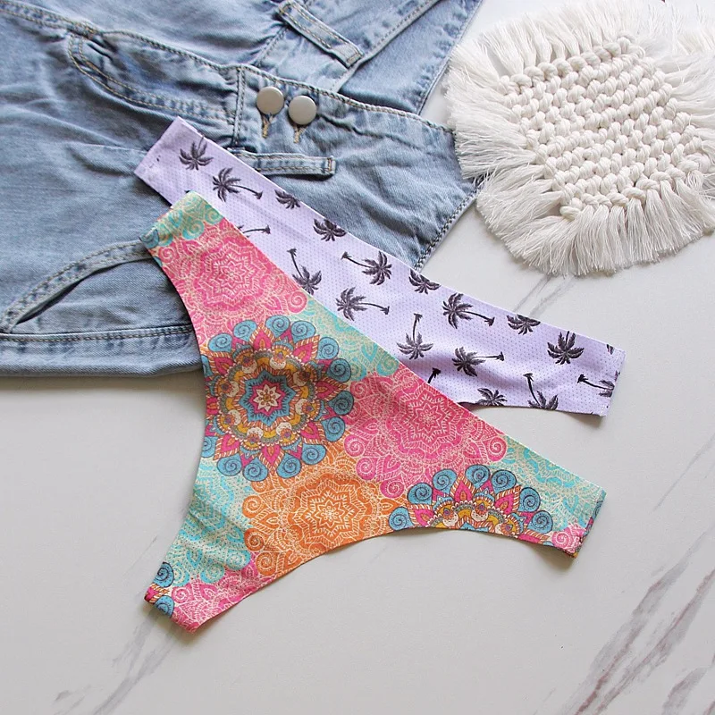 여성용 편안한 비키니 브리프, 멀티 스타일 끈 팬티, 심리스 팬티, 매일 프린트 G-스트링