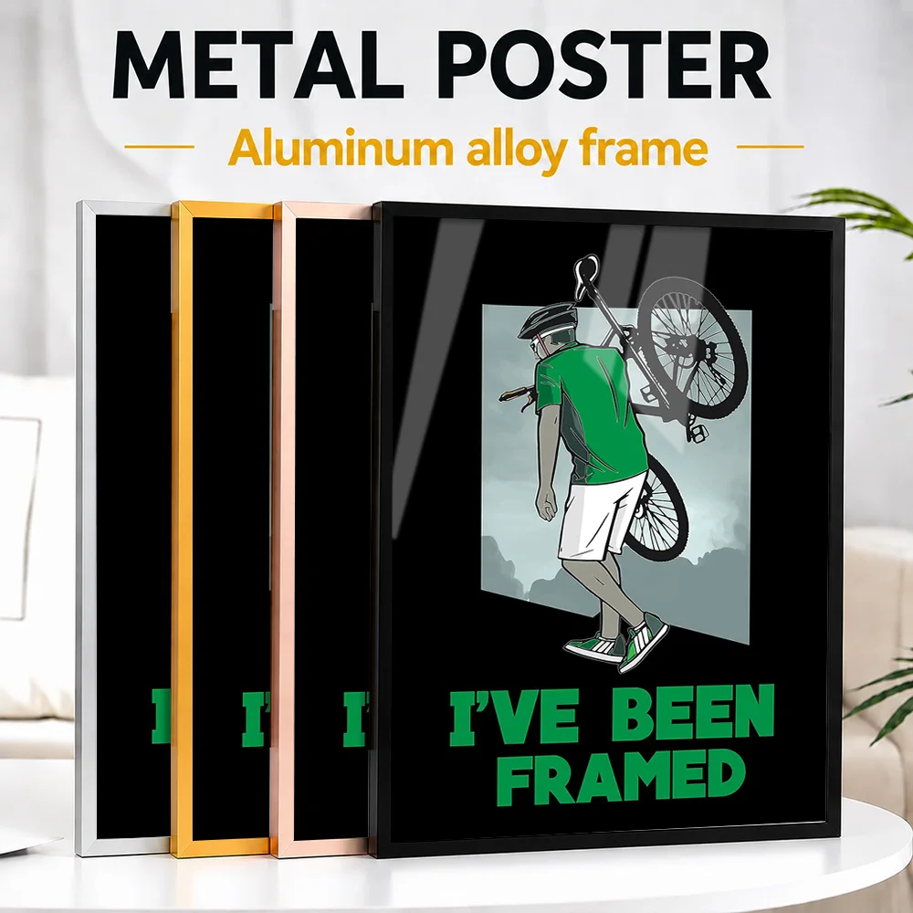 Cyclist Humor Quote Framed Metal Print Customized Photo Bold Typography Style Wall Art For Training Studio Unique Athlete Gift