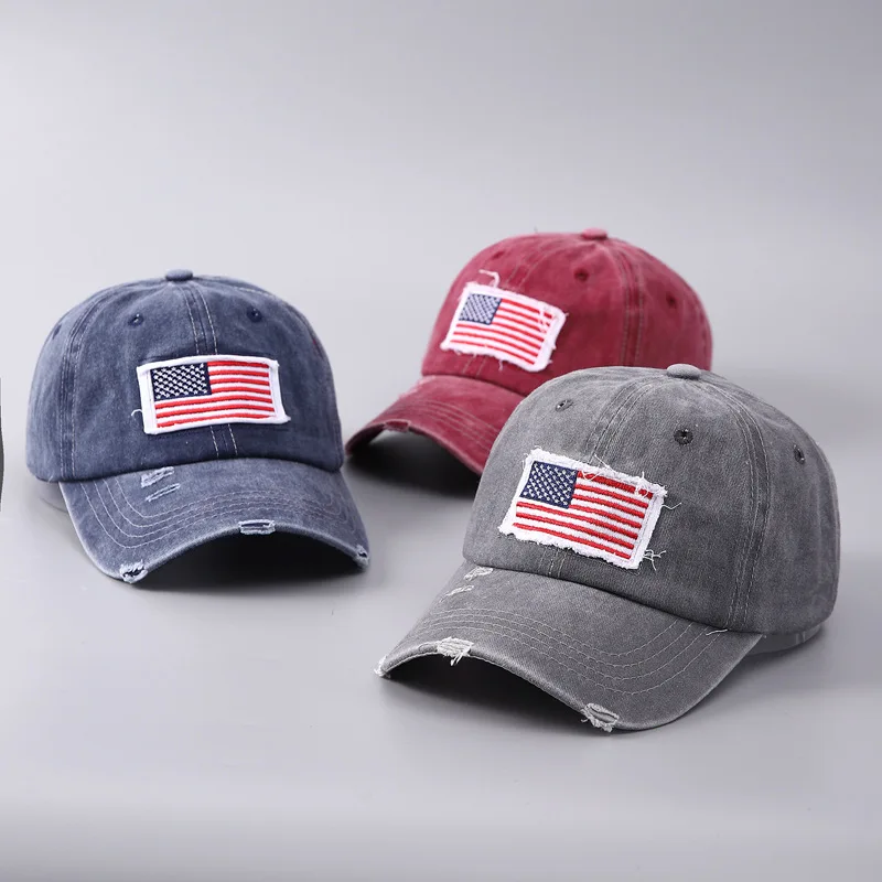 Classic American Style Hat Embroidered Baseball Cap Fan Gear Washed Cotton Cap Patriotic Hat Vintage Baseball Cap Letter Hat