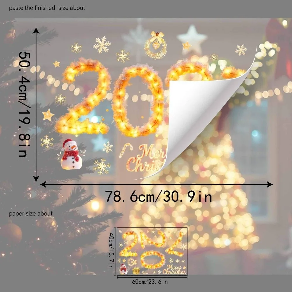 Two-sided 2027 Static Cling Decal Waterproof DIY Christmas Glass Window Sticker Exquisite Removable Static