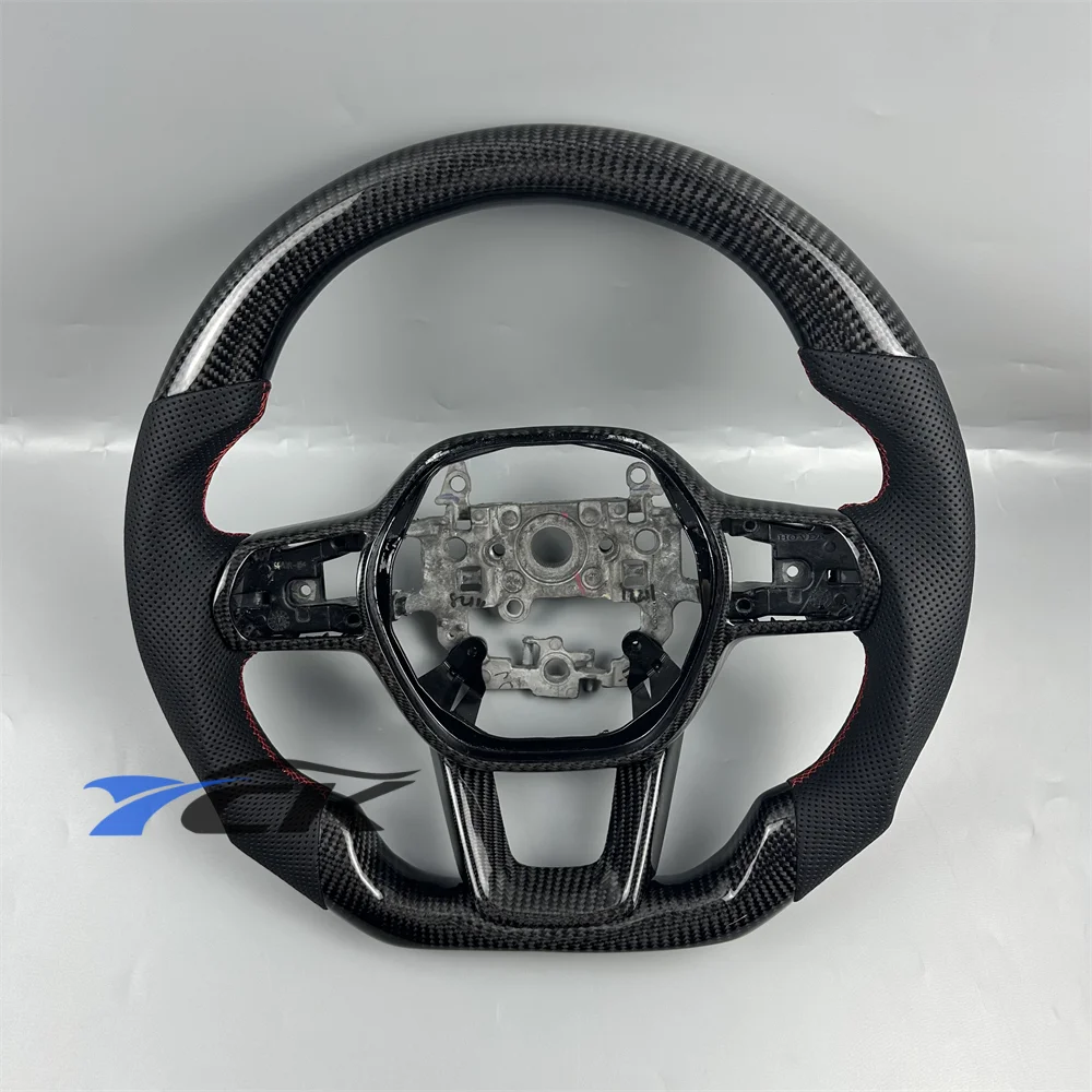 

Customized Carbon Fiber Black Leather Steering Wheel Fit for Honda Civic 2022 2023 2024 2025