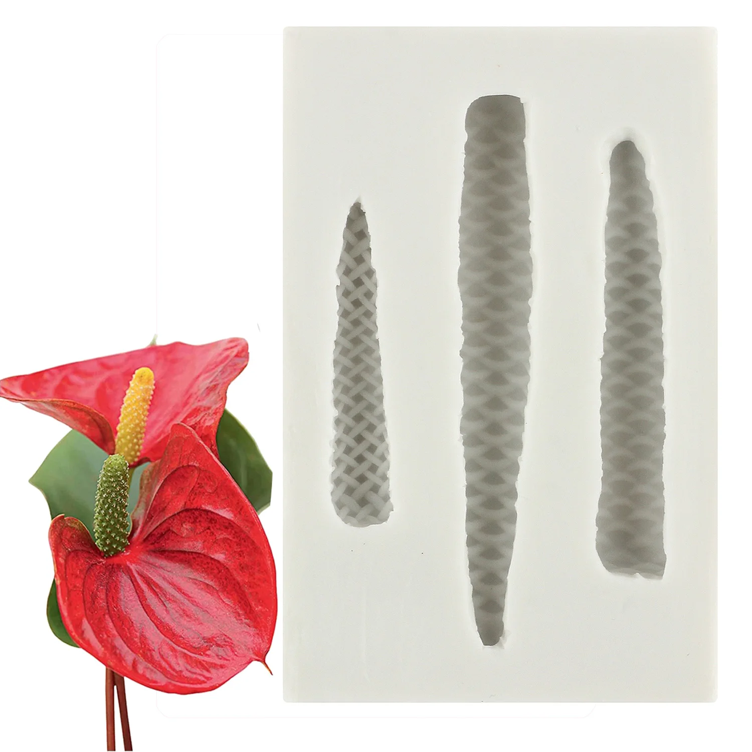 Anthurium Flower Petal Stamen Silicone Fondant Mold Cake Decorating Cupcake Topper Candy Chocolate Gum Paste Polymer Clay Moulds