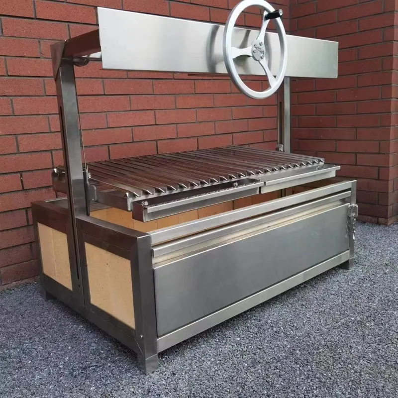 Parrilla de barbacoa de acero inoxidable y carbón de 40 ", Parrilla Asado de altura ajustable, Parrilla de cocina al aire libre de estilo argentino de Santa María