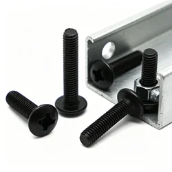 M2 M2.5 M3 M3.5 M4 M5 M6 TM Screws Phillips Truss Mushroom Head Bolt Black Plated Electronic Carbon Steel Screws 10-50pcs