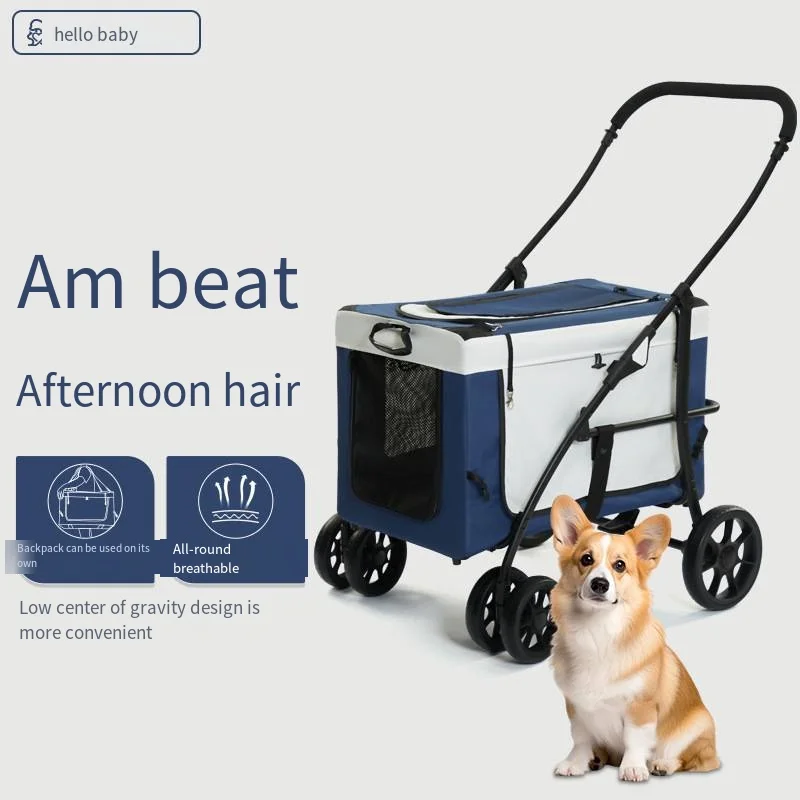 

Pet Stroller Pet Cart, Keji, Medium and Large Dog Fighting Cart, Portable and Foldable Cat and Dog Cart 2025 New