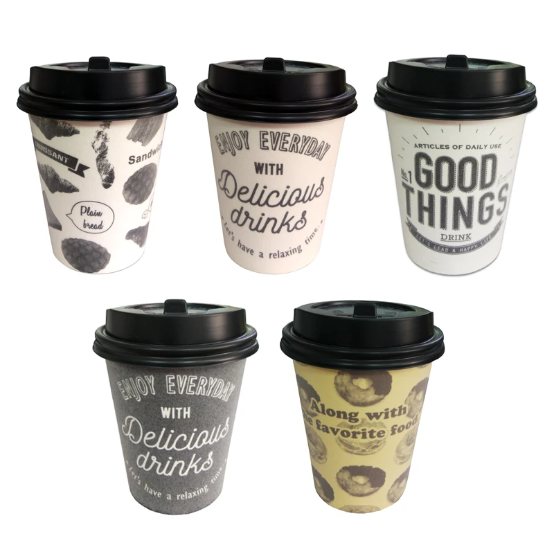 Double Layered Disposable Thickened Foam Paper Cup Anti Scalding Milk Tea Coffee Mug English Letters Hot Drink Packaging Cups