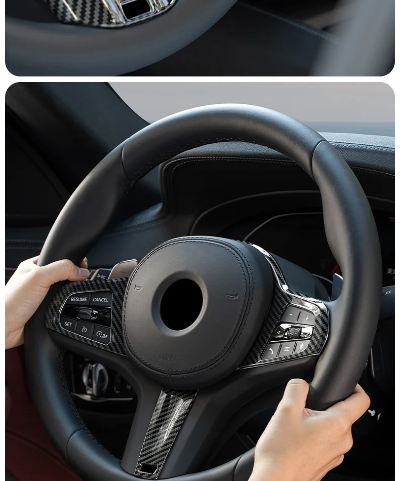Kohle faser Auto Lenkrad Panel Dekoration Rahmen Abdeckung für BMW M Sport G30 G32 G20 X3 X4 G01 G02 X5 X7 G05 G07 5er – Detail 12