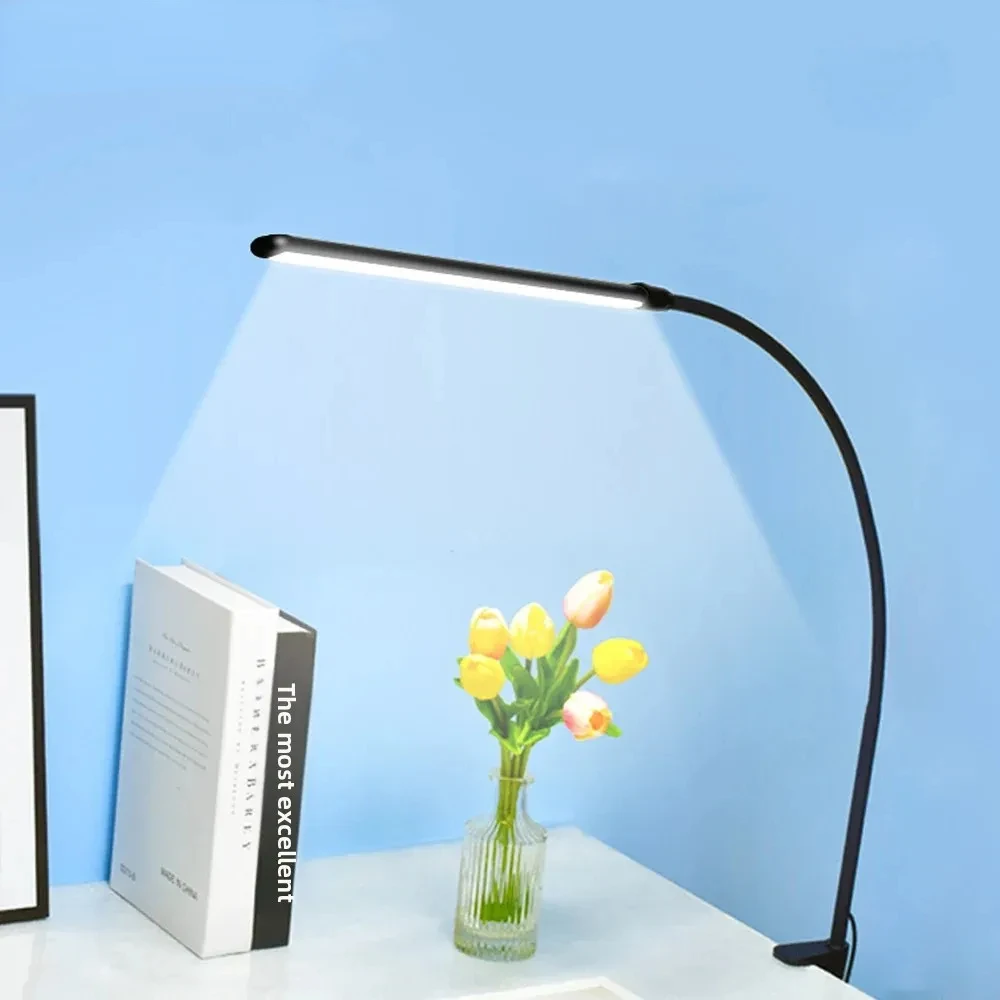 LED Eye-care Desk Lamp 10 Brightness Level 3 Lighting Modes Flexible Gooseneck Work Study Table Lamp with Clamp USB PC Desk Lamp