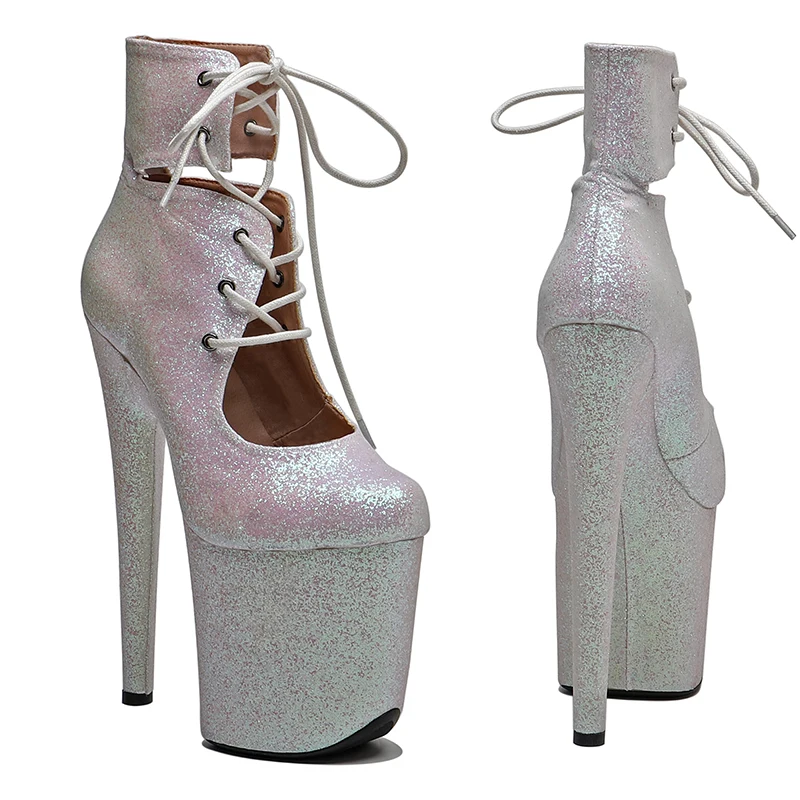 Leecabe  20CM/8inches Glitter Upper High Heel platform shoes stripper heel Pole Dancing boot
