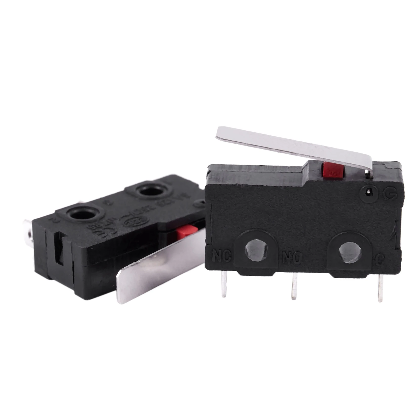 ZIZI 60 ชิ้น AC 125 โวลต์ 250 โวลต์ 5A SPDT 3 - Pin Momentary พลาสติก Micro - Limit Switch สีดํา + เงิน
