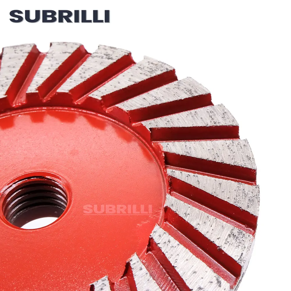 SUBRILLI-muela de segmento de diamante de 4 ", llanta Turbo, rueda de copa ondulada, grano 40 abrasivo para piedra, granito, mármol, tallado de hormigón
