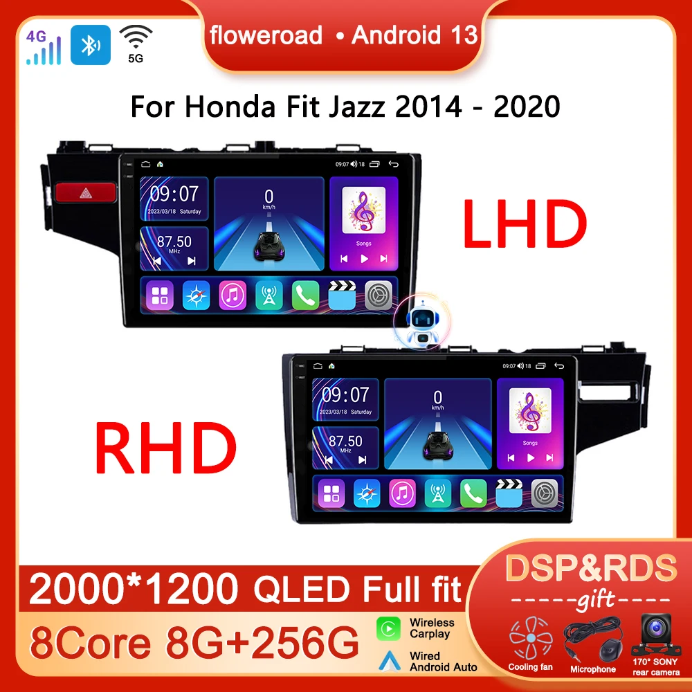 

2din Android Auto For Honda Fit Jazz 2014-2020 Car Radio Multimedia Player GPS Navigation Apple Wireless Carplay BT No 2 Din DVD