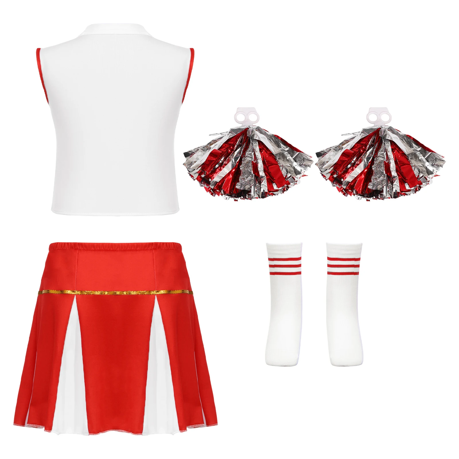 Cheerleading-Tanz-Outfit für Mädchen, Cheerleader-Uniform, ärmellose Pailletten, moderne Tanzkostüme für Schulshow-Bühnenauftritte