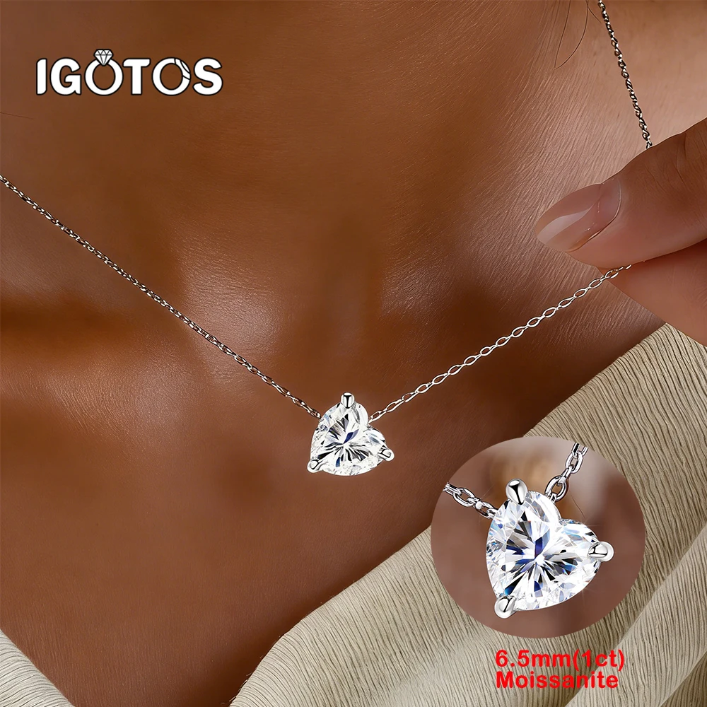 

1/2/3CT Heart Cut Moissanite Pendant Necklaces for Women Solitaire Lab Diamond with GRA 925 Silver OChain Birthday Gifts Jewelry