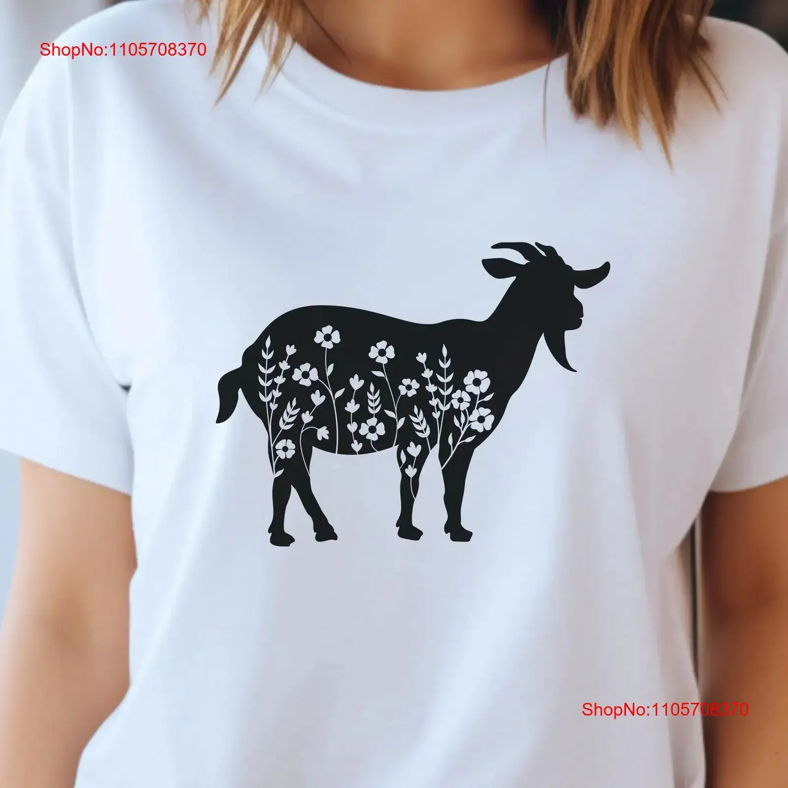 Goat Silhouette Wildflower T Shirt Floral Animal Nature Lover Top Boho Farm Style Rustic Outdoorsy Apparel vintage Washed