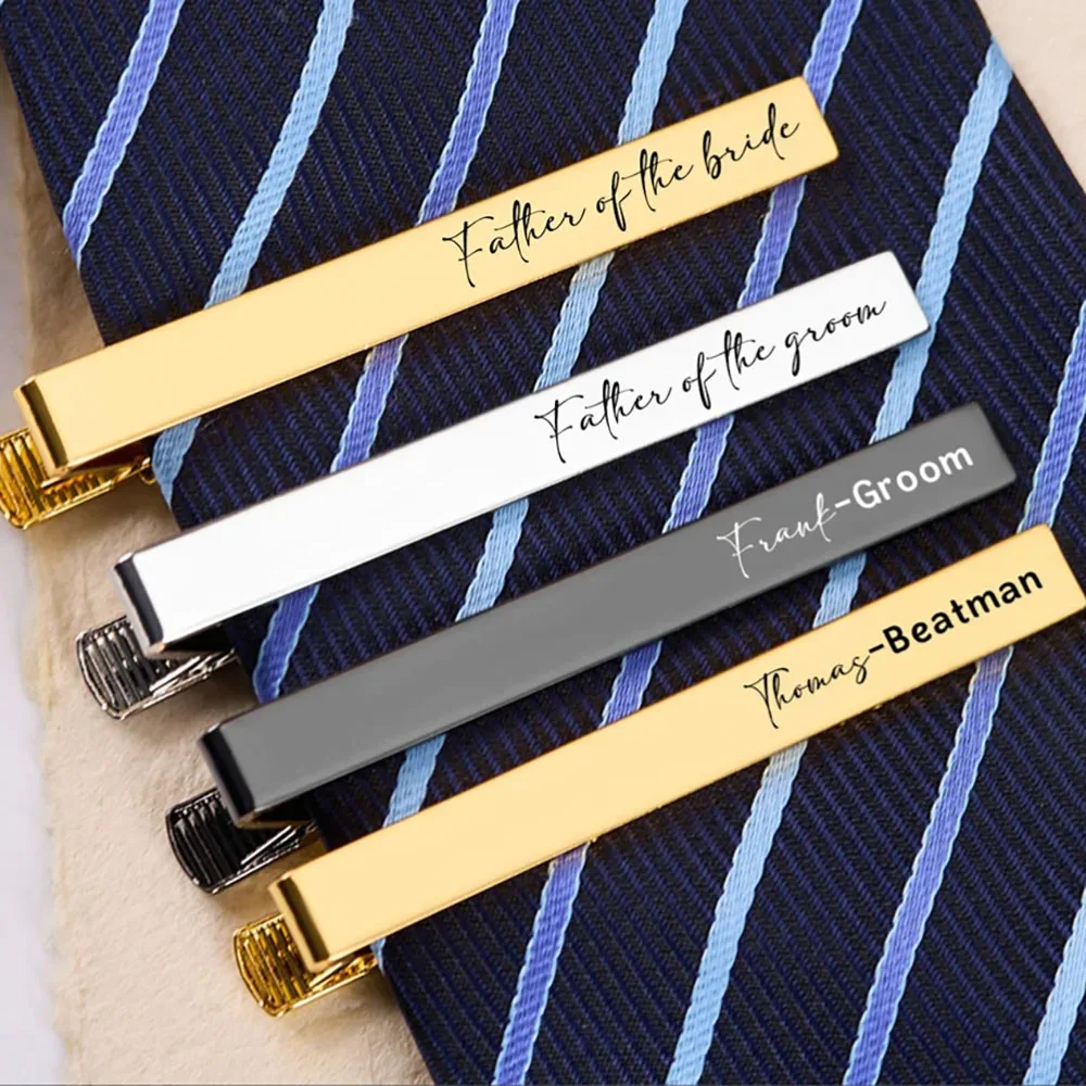 

Fashionable High-end Stainless Steel tie Clip can be Customized With Name, Wedding Party, Groom and Groomsman Gift