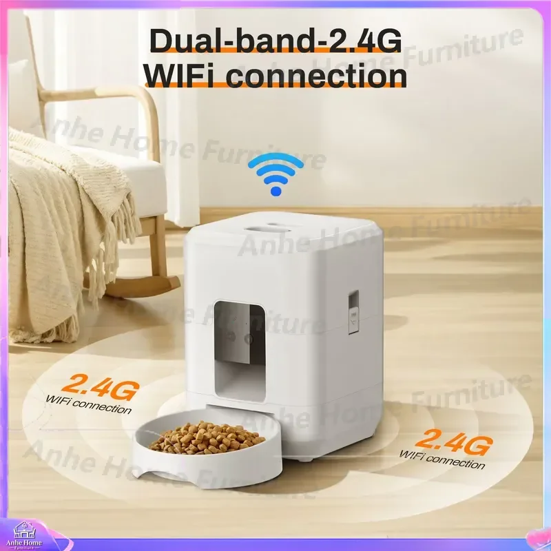 Smart Pet Feeder Automatic Cat Dog Food Dispenser WiFi Remote Control Timed Portion Control Voice Recorder App Control Large
