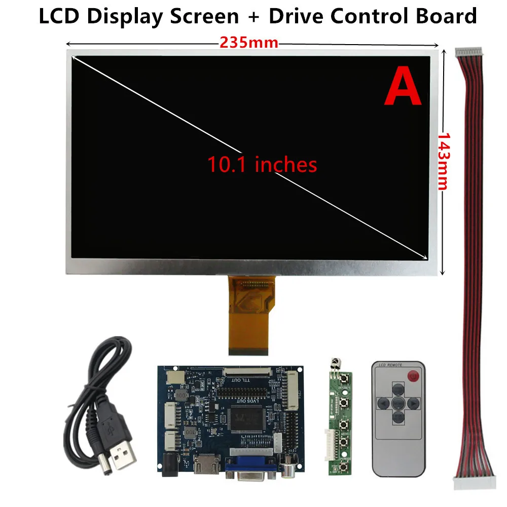 10.1 Inch 1024*600 16:9 LCD Display Screen Universal DIY Driver Control Board For Raspberry Pi Banana Pi PC Portable Monitor