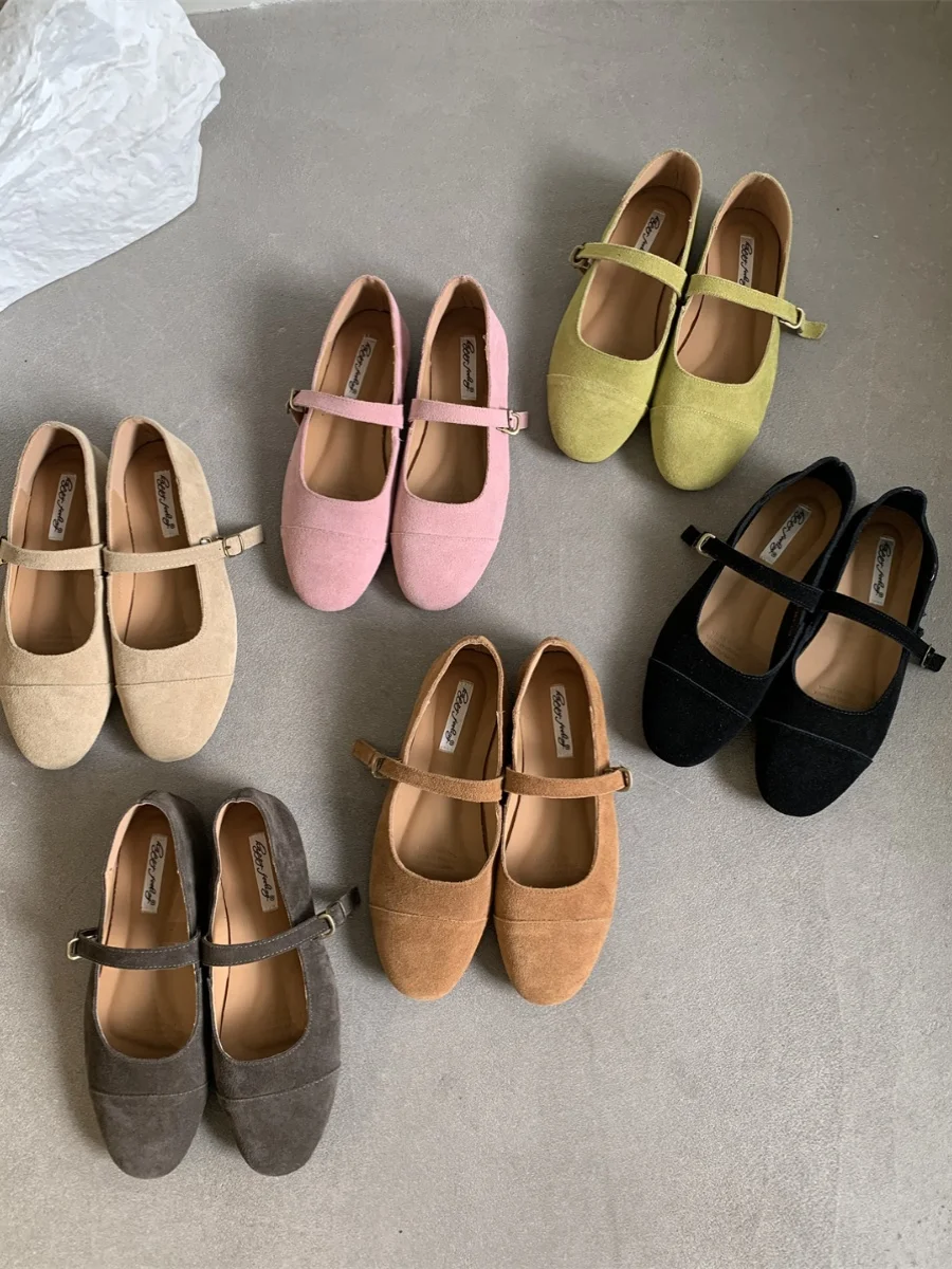 Bailamos 2024 Spring New Women Flats Fashion Round Toe Ladies  Shallow Mary Jane Shoes Soft Flat Heel Ballerinas Shoe Mujer 40