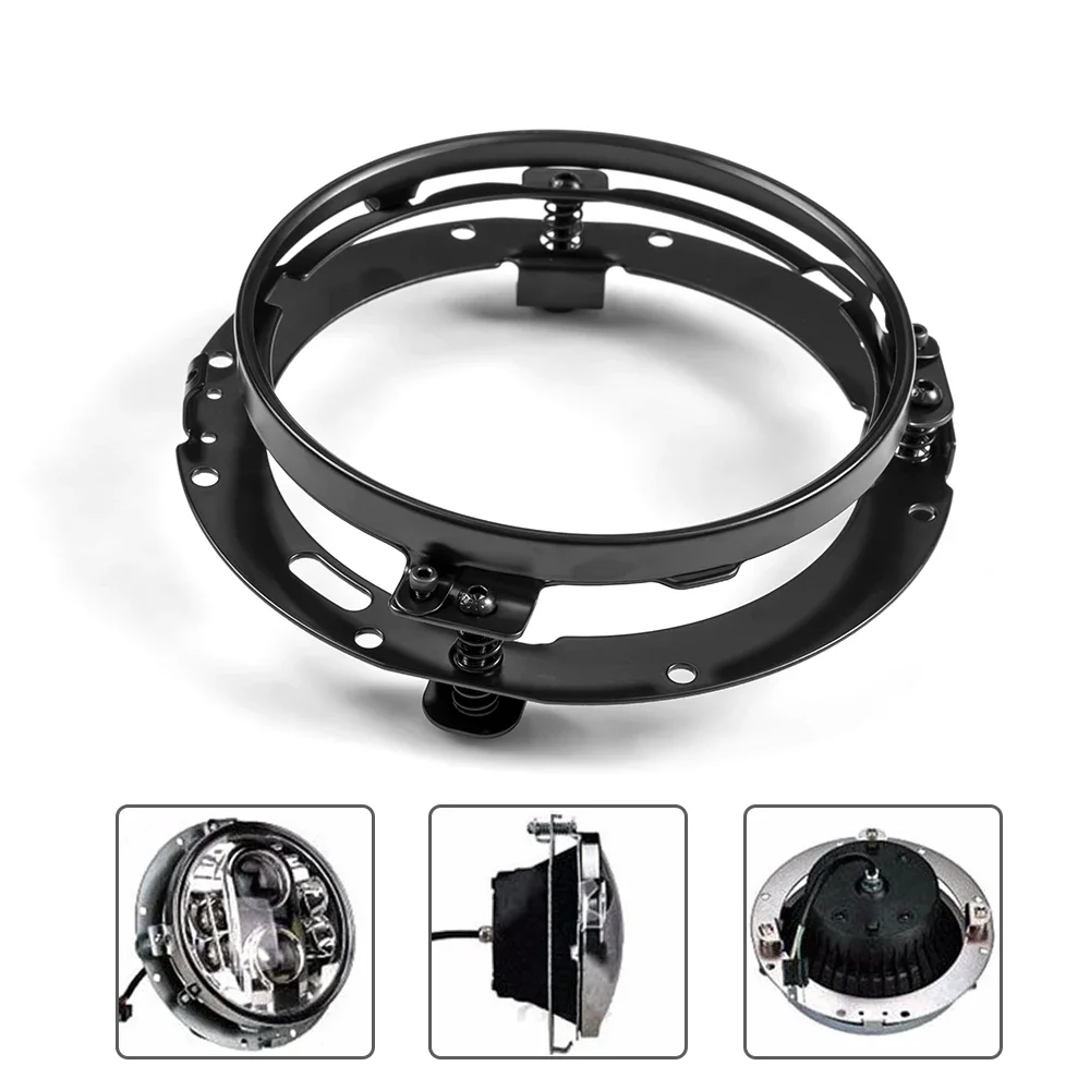 

Pop 7 Inch Black/Chrome Round LED Headlight Adapter Mounting Ring Bracket For Touring Softail FLD