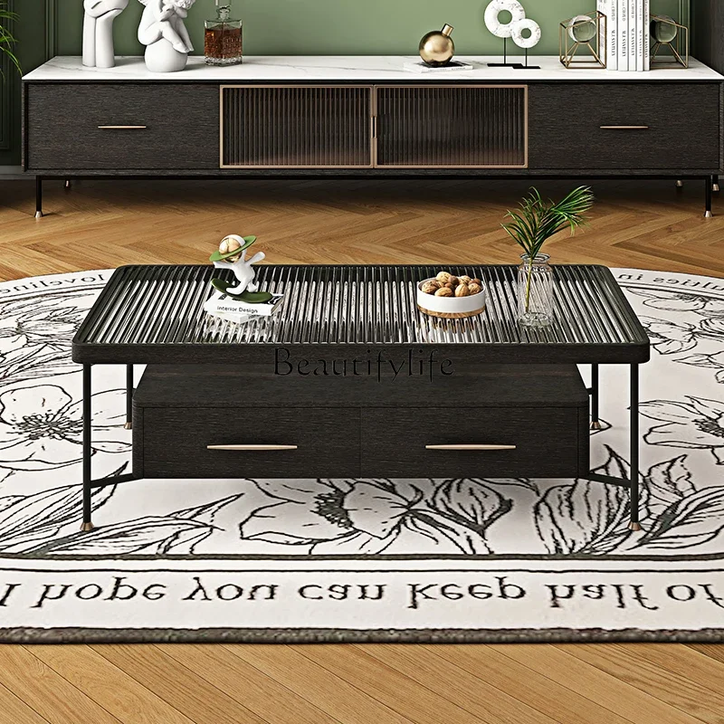

Whole house furniture Middle Ancient Solid Wood Tea Table Home Small Apartment Living Room Locker