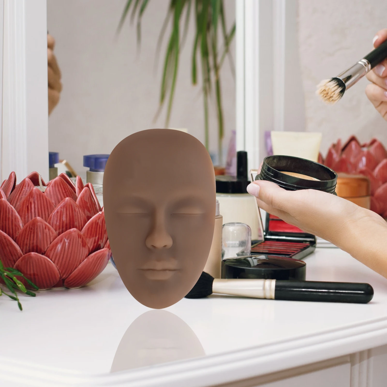 ممارسة مكياج الوجه، بشرة ناعمة من السيليكون لتدريب شفاه الرموش والحواجب، رأس عارضة أزياء آسيوية اللون، تمرين وشم الوجه #2