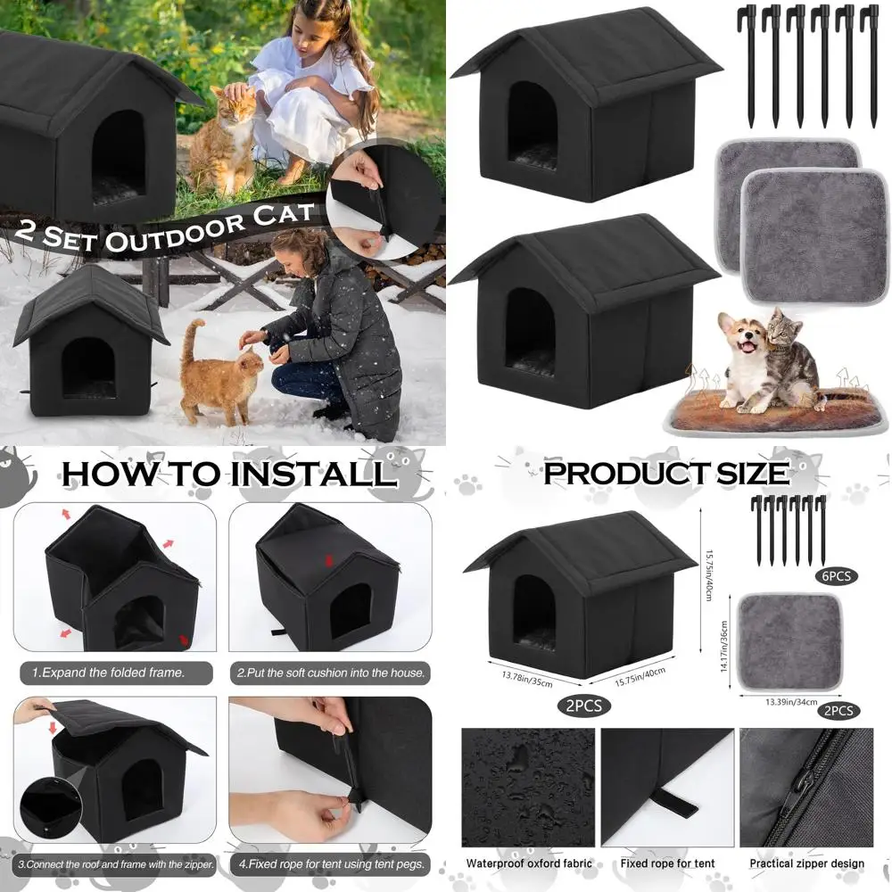 

Укрытие для кошек двойного назначения с водонепроницаемой грелкой для бродячих животных