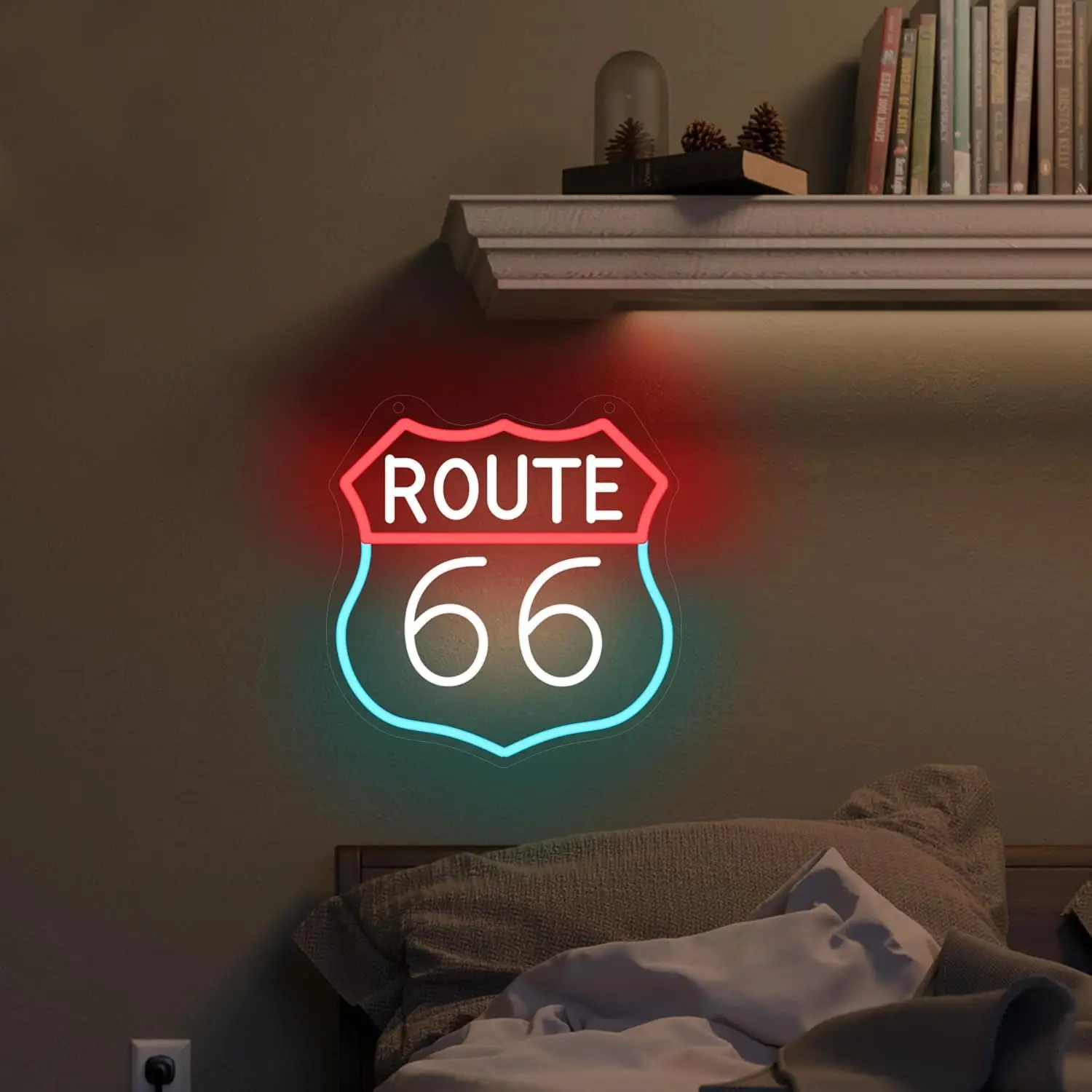 Luminária de Neon Artística Route 66 - usage example