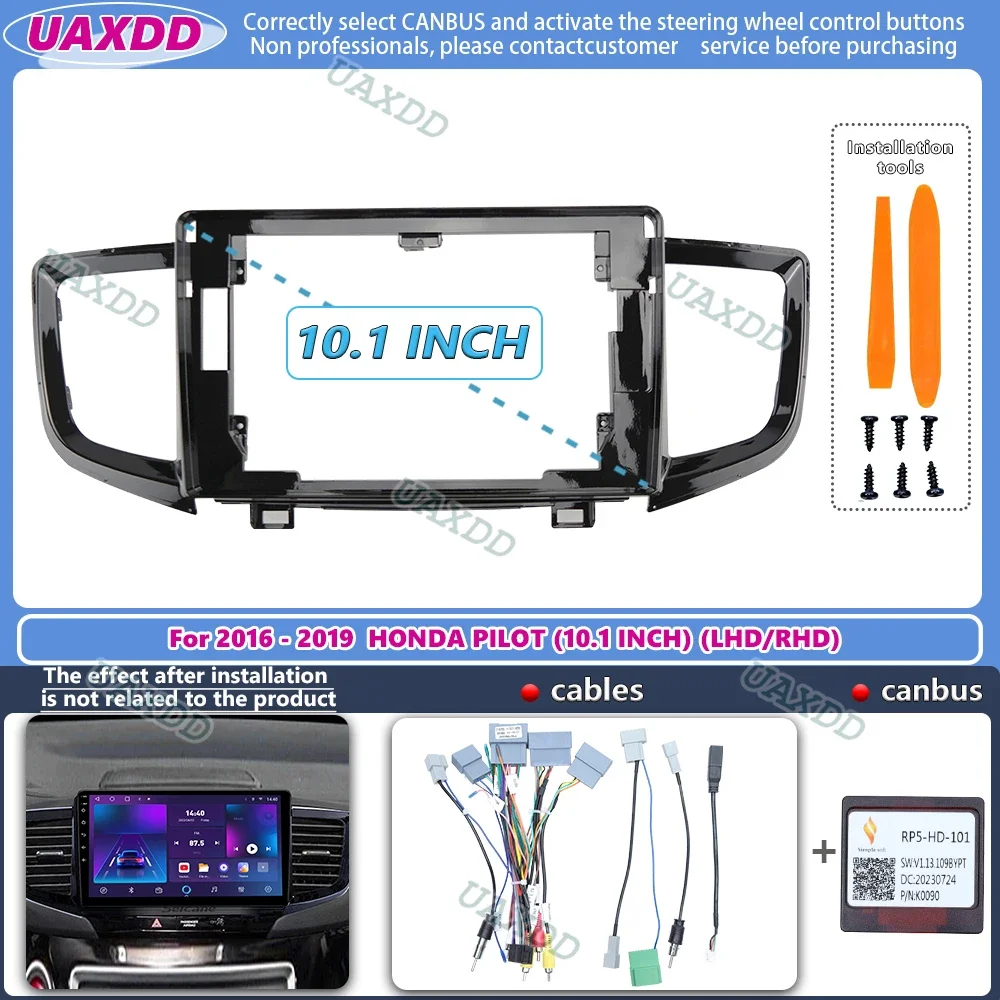 

For 2016-2019 Honda pilot 10.1inch 2 Din Car stereo radio Android frame panel fascia cable video harness adapter decoder canbus