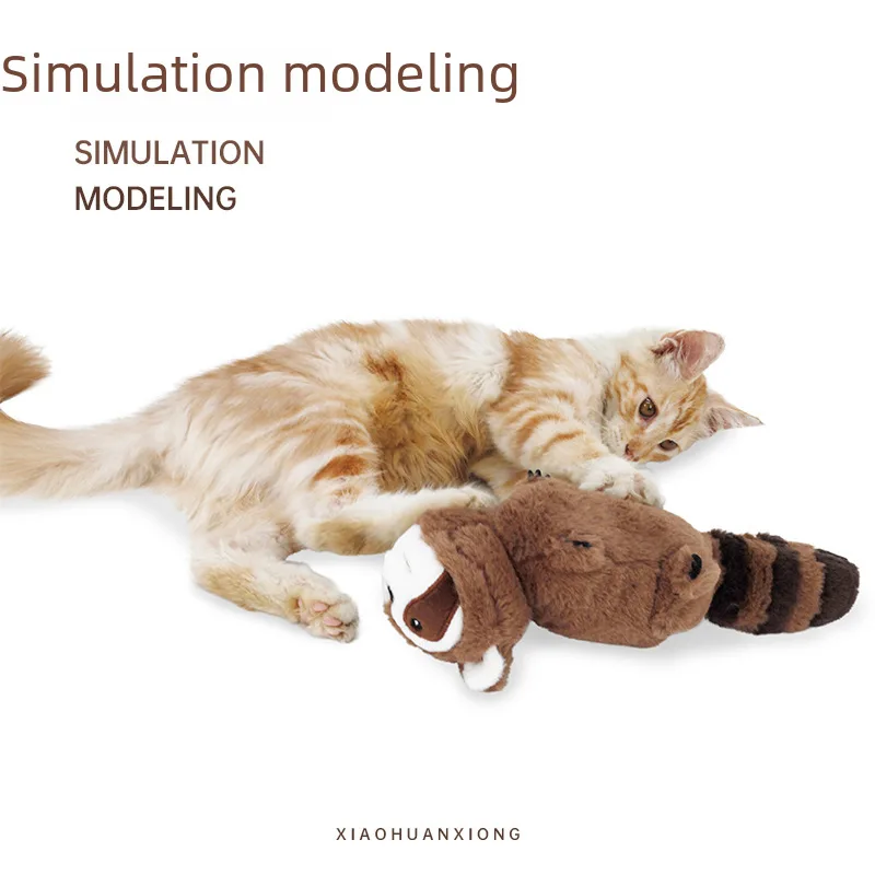 Cross-border new cat electric toy raccoon molar bite-resistant funny cat stick cat cat self-Hi relieving stuffy pet supplies T T