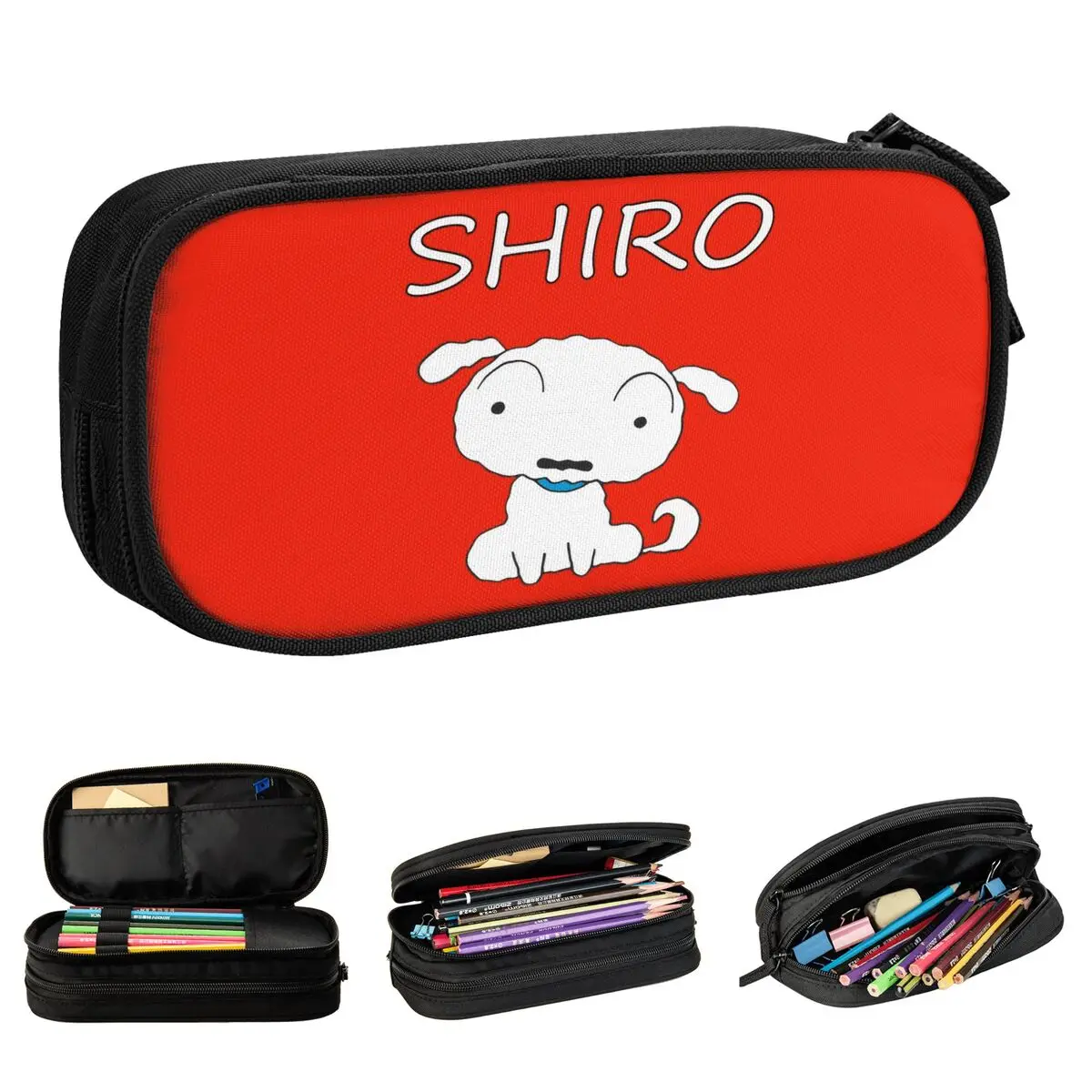 Shiro Pet Dog Crayon Shin-chan Pencil Cases Pencil Box Pen Holder for Girl Boy Big Capacity Bags Students School Gift Stationery