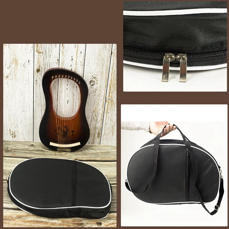 Musical Instrument Storage Bag Lyre Harp Handbags Kalimba Thumb Piano Carry Bag Fit For 7-16 String Lyre Harp 40X28x6cm