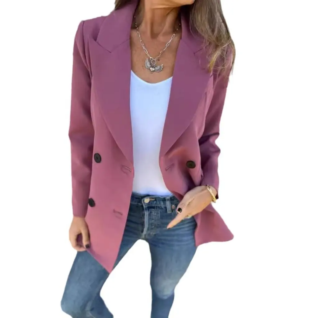 

Women's Solid Color Long Sleeve Fashion Suit Coat Autumn New Wholesale from Europe And the United States
