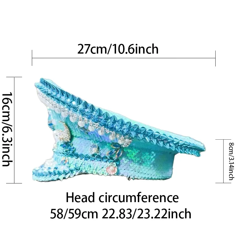 HongLuan Gelber Laser-Leder-Loop-Kapitänshut mit Strasssteinen und Militärkappen für Damen, Rave-Festivals-Accessoires und Partymütze für Herren