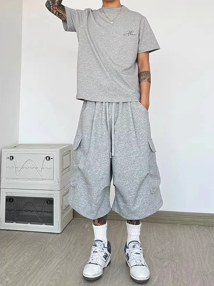 

American Sle Workwear ort Pants Men Summer Heavyweight Cleanfit Loose Wide Leg Sweatpants Trendy Brand Seven-Five Pants