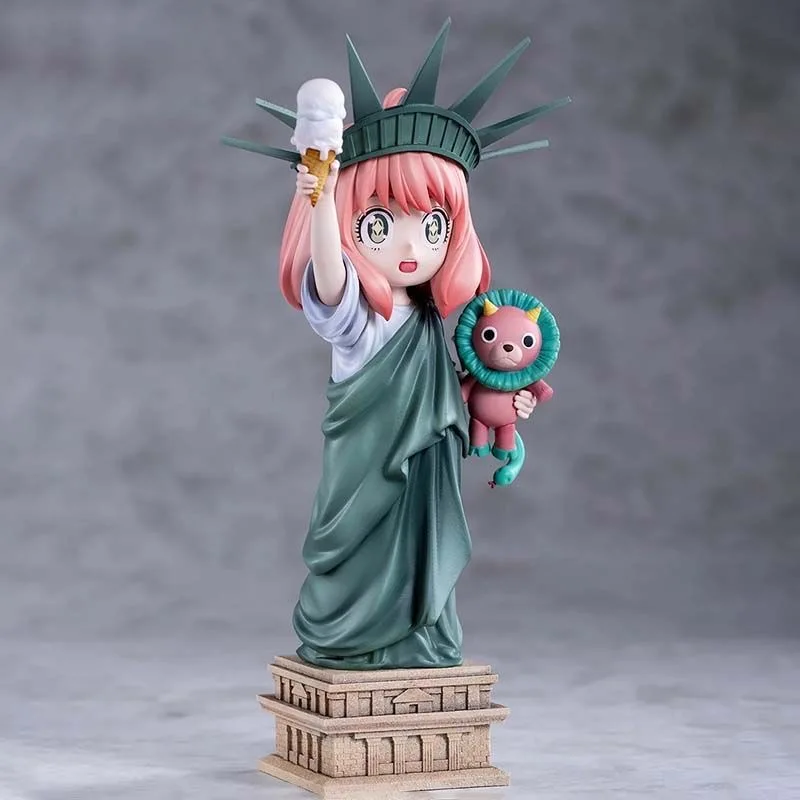 Anime SPY FAMILY 11Cm Anya Forger Figura Anya Cos Estatua de la Libertad Figura de acción Modelo de PVC Regalos Figuras coleccionables para niños