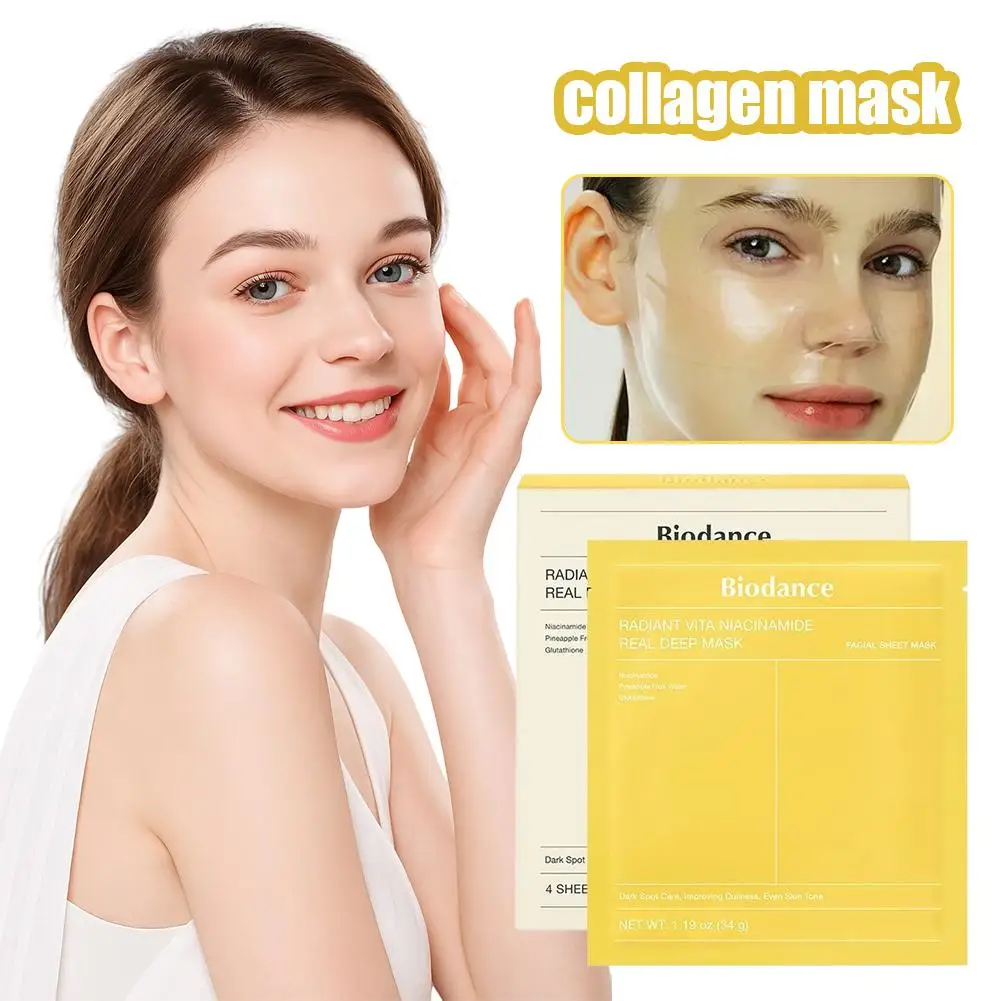 BIODANCE Bio-Collagen Deep Hydrating Gel Mask, nächtlich feuchtigkeitsspendend, schrumpfende Poren, verbessert die Elastizität 1/4 Stück