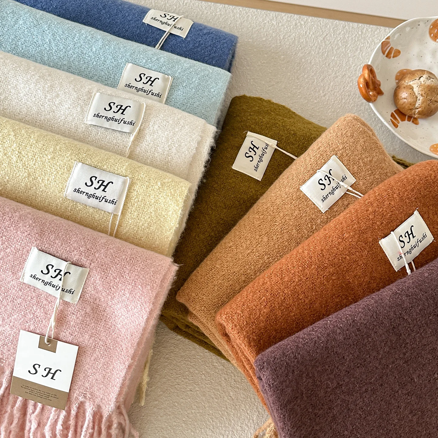 شالات جديدة لعام 2025 على الوجهين وشاح شتوي للسيدات مصمم على شكل زهرة الباشمينا Bufandas Foulard أغطية حجاب دافئة شالات للسفر #2