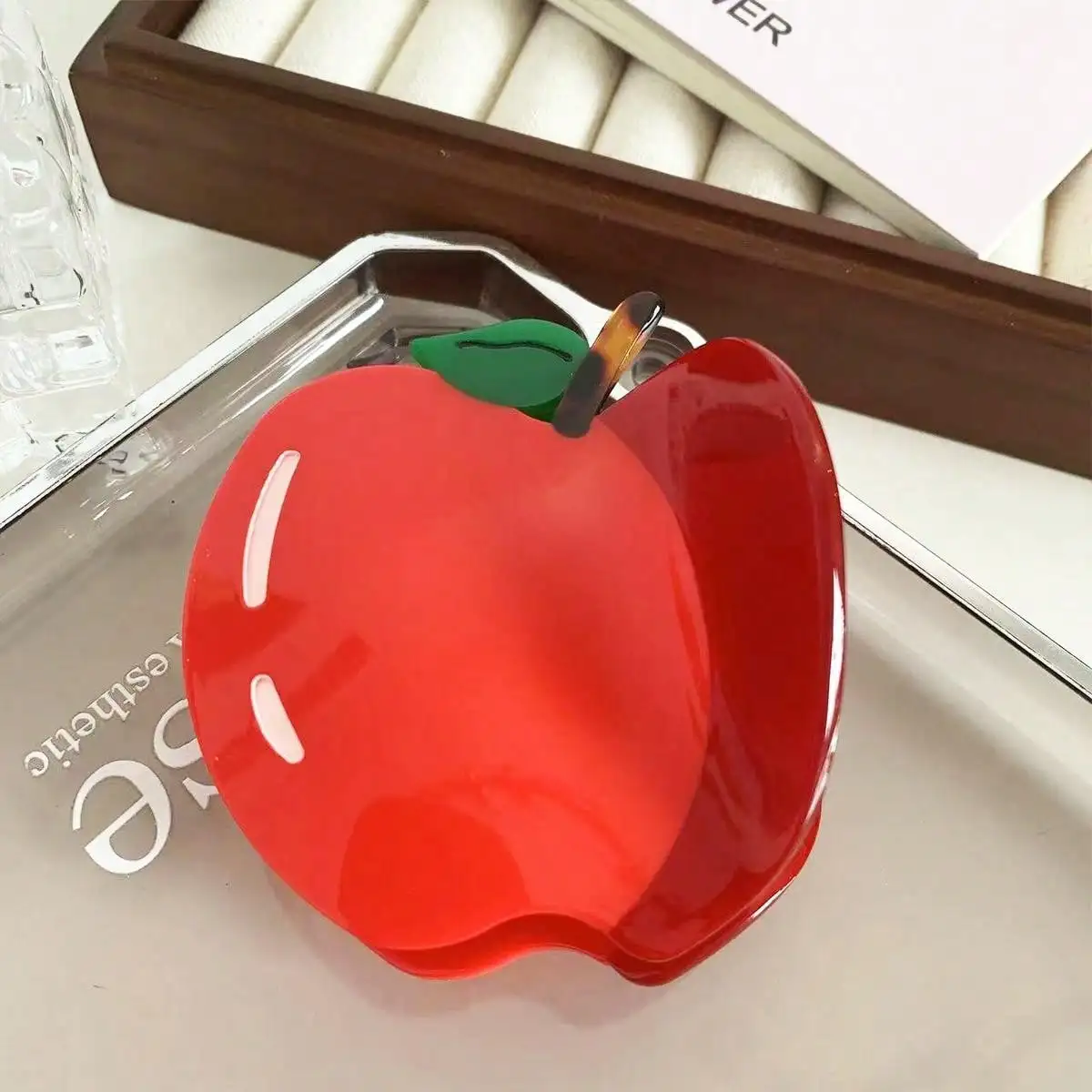 1pc Summer Dopamine Fruit Hair Clip Cute Peach Grip High Grade Acetate Apple Shark Clip Back Head Disc Hair Grip