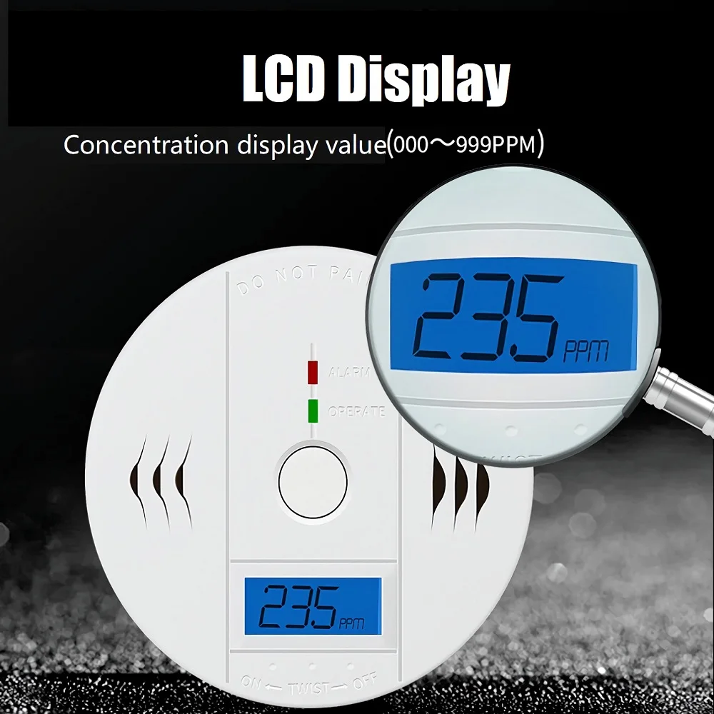 High Sensitive LCD CO Sensor Work Alone 85dB Warning Siren Sound Independent Carbon Monoxide Poisoning Warning Alarm Detector