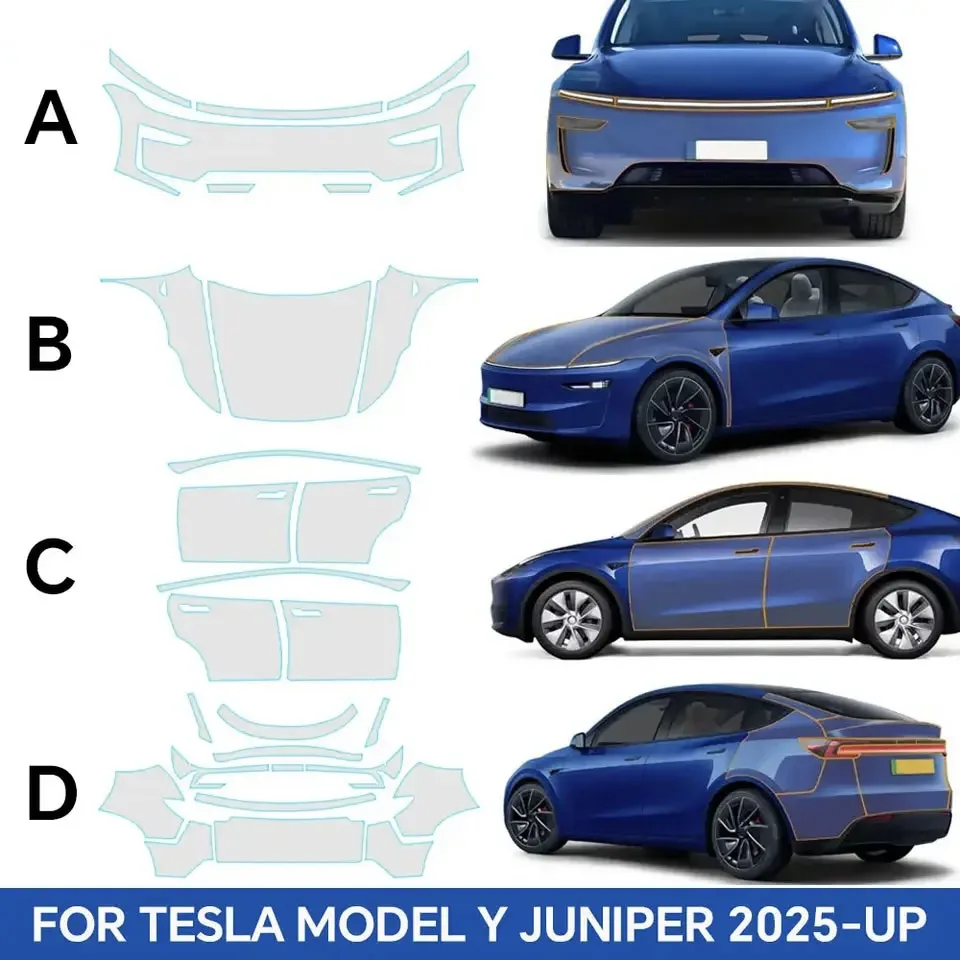 

For Tesla ModelY Juniper2025 TPU Transparent Sticker Body Accessories Styling Pre-Cut Paint Protection Film Car Clear Kit Sticke
