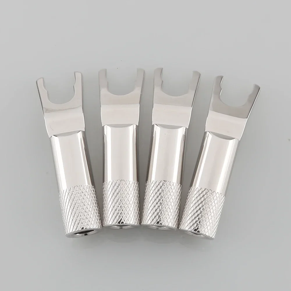 Viborg 순수 레드 구리 로듐 도금 스페이드 포크 플러그, 하이파이 스피커 케이블, 스페이드 커넥터 상단, VS702R, 4 개